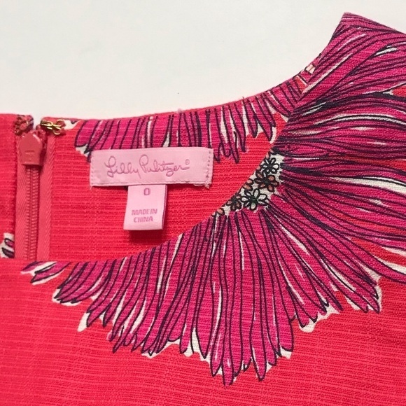 Lilly Pulitzer Stephanie Island Coral Floral Pink Dress size 0 - Picture 4 of 5